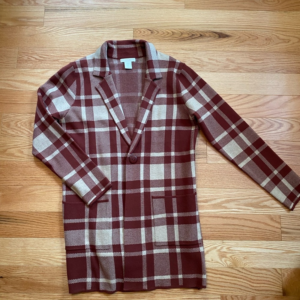 Plaid Sweater Blazer